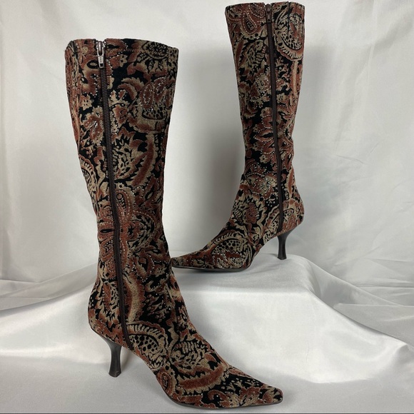 Calf Pointed Toe Heeled Boots 